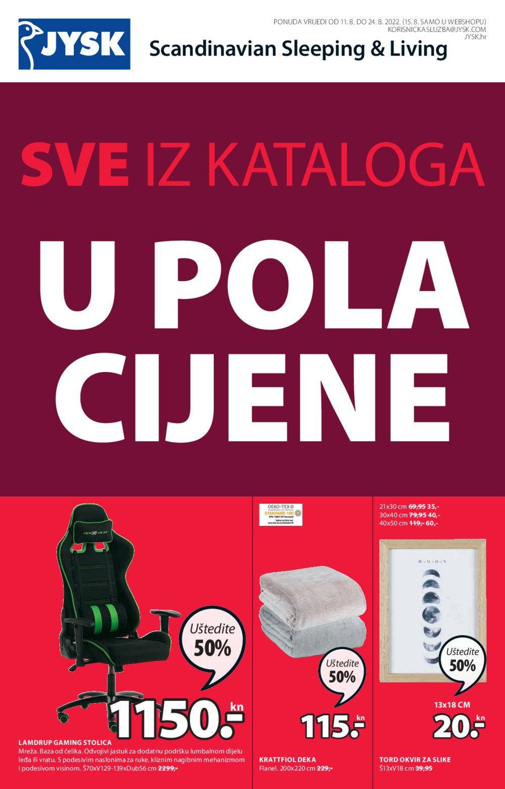 Jysk katalog Sve iz kataloga u pola cijene 11.08.-24.08.2022.